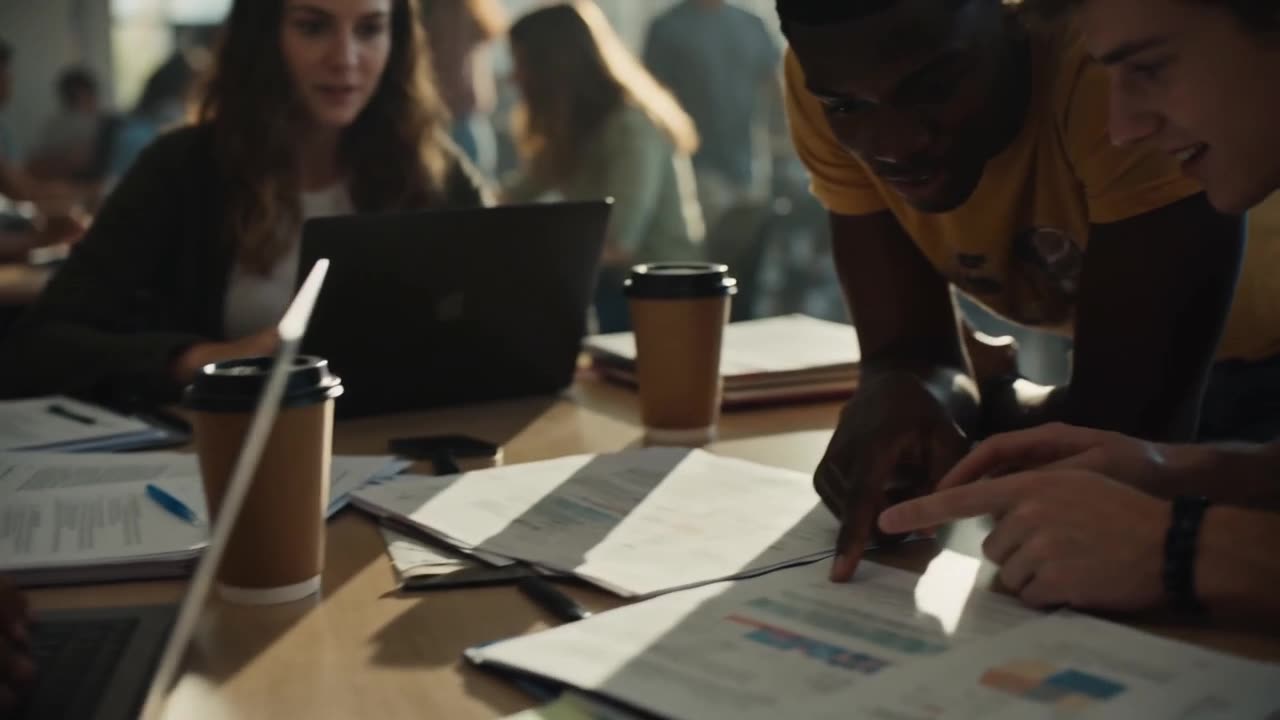 Two students working over their notes at a shared table